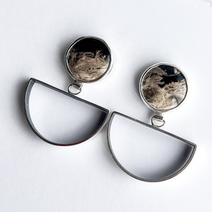 OOAK - Petrified Palm Root Earrings . 3